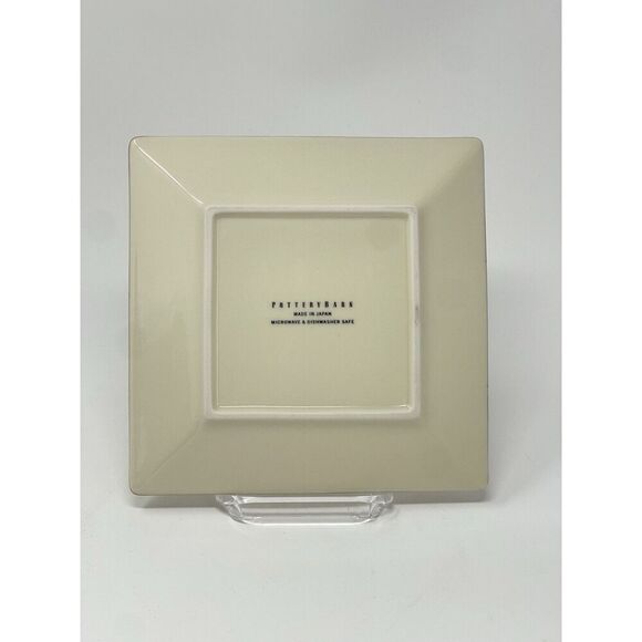 POTTERY BARN Asian Square Putty Cream Ivory Salad Plate 8” Dark Edge Japan - Picture 3 of 4